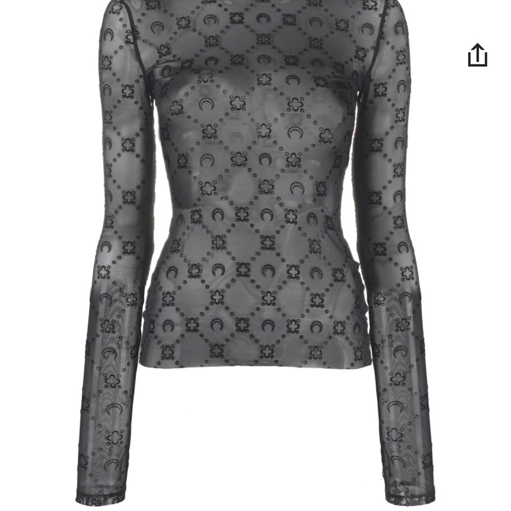 Marine Serre Black Mesh Highneck Top - Picture 3 of 5